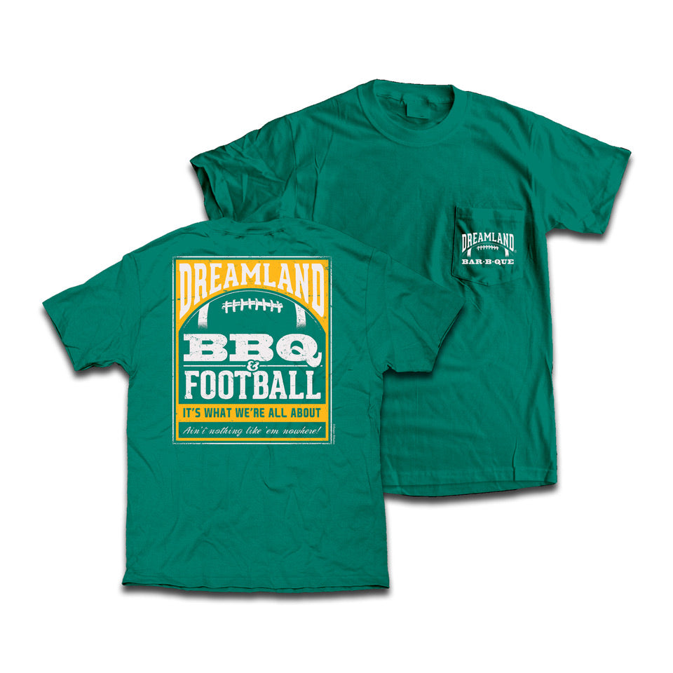 
                  
                    Dreamland BBQ & Football Tee Shirt. Color: Green. $29.99
                  
                